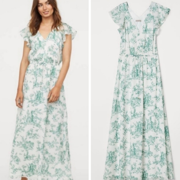 H&M A-Line Maxi Cottagecore Butterfly Sleeve Dress 2 - Picture 3 of 8